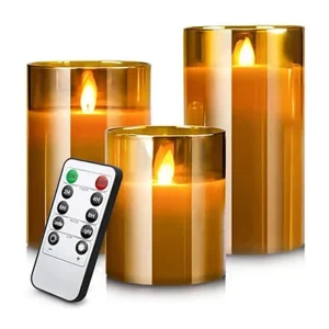 led candle decorations – remote control acrylic candle set with timer
