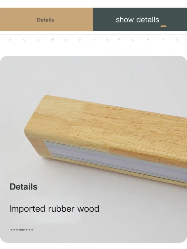 Solid Wood LED Wall Lamp – Minimalist Long Strip Light for Bedroom ...