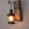 Antique Industrial Wood Wall Sconce Light Rustic Iron Metal Wall Lamp for Loft & Corridor Decor