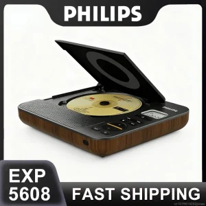 philips exp5608 portable retro cd player – bluetooth, usb, tf card, hifi stereo desktop music player