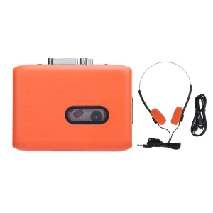 vintage cassette tape player with usb c, mp3 converter, built in microphone & stereo headphones