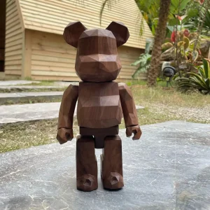 geometric wooden bear figure 28cm 400% faceted walnut solid wood art toy collectible action figure desk decor