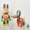 Rabbit & 23cm Balloon Dog Handmade Rainbow Wood Figure 28cm 400% Solid Wood Art Toy Collectible Action Figure Desk Decor