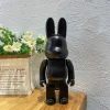 Handmade Purpleheart Wood Rabbit Figure 28cm 400% Black Painted Solid Wood Art Toy Collectible Action Figure Desk Decor